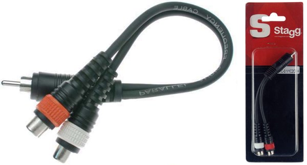 Stagg YC-0,1/1C2CFH 1 x male RCA plug/ 2 x female RCA plug adaptor cable in blister packaging