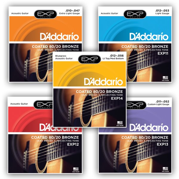 D'Addario EXP Coated 80/20 Bronze - Varie scalature disponibili - Set per chitarra acustica