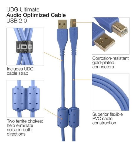 UDG U95001LB Ultimate Cable USB 2.0 A-B Blue Straight